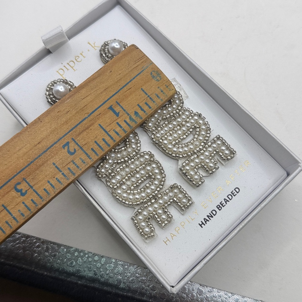 NWT Piper K Bride Earrings Beaded Statement Bridal Wedding Jewelry Drop Dangle - Picture 4 of 6